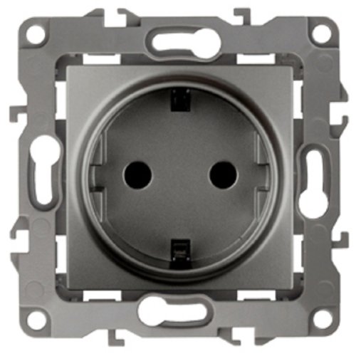 Розетка с заземлением без рамки Эра S12 1-м 16А графит фото Розетка с заземлением без рамки Эра S12 1-м 16А графит картинка